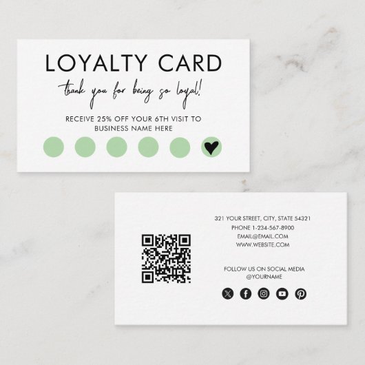 Small Business QR Code Loyalty Reward Discount Visitekaartje (Voorkant / Achterkant)