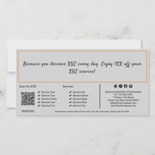Small Business QR Code Note Cadeaubon Kaart (Achterkant)