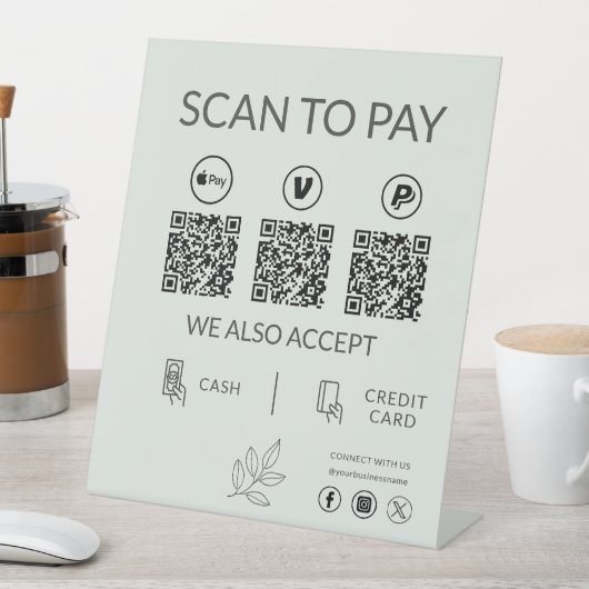 Small Business QR Code Payment - Scan to Pay Reclamebord Met Voetstuk (Insitu)