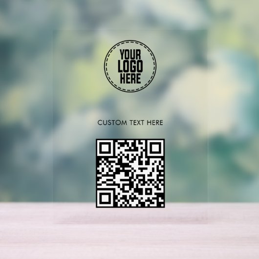 Small Business QR Code Social Media Menu Aangepast Acryl Bord (Neutraal)