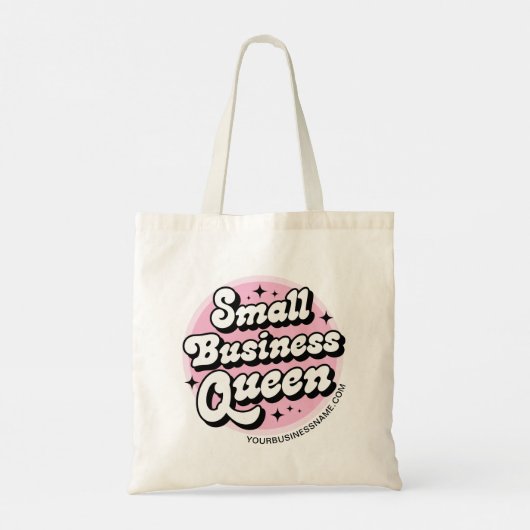 Small Business Queen Aangepaste winkelnaam Tote Bag (Achterkant)