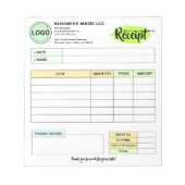 Small Business Receipts with Logo | Order Invoice Notitieblok (Voorkant)
