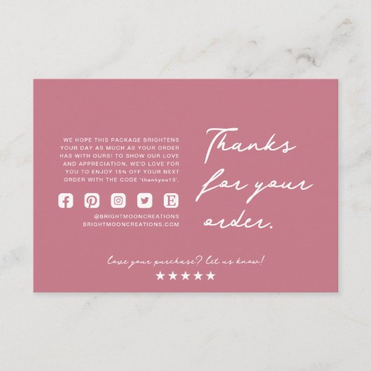 Small Business Thank You Card – orderwaardering Informatiekaartje (Voorkant)