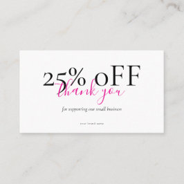 Small Business Thank You Discount Card Blush Visitekaartje