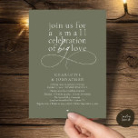 Small Celebration of Big Love, Elegant Minimalist  Kaart<br><div class="desc">Celebrate your love story with this elegant minimalist wedding invitation, designed with a refined serif font paired with delicate handwritten script. Perfect for couples who love modern romance, soft neutrals, and timeless typography. This invitation is ideal for intimate weddings, backyard celebrations, garden ceremonies, or modern elopements. The clean layout and...</div>