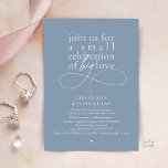 Small Celebration of Big Love, Elegant Minimalist  Kaart<br><div class="desc">Celebrate your love story with this elegant minimalist wedding invitation, designed with a refined serif font paired with delicate handwritten script. Perfect for couples who love modern romance, soft neutrals, and timeless typography. This invitation is ideal for intimate weddings, backyard celebrations, garden ceremonies, or modern elopements. The clean layout and...</div>