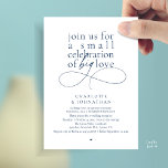Small Celebration of Big Love, Elegant Minimalist  Kaart<br><div class="desc">Celebrate your love story with this elegant minimalist wedding invitation, designed with a refined serif font paired with delicate handwritten script. Perfect for couples who love modern romance, soft neutrals, and timeless typography. This invitation is ideal for intimate weddings, backyard celebrations, garden ceremonies, or modern elopements. The clean layout and...</div>