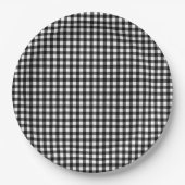 Small Classic Gingham Check Pset Patroon Black Papieren Bordje (Voorkant)