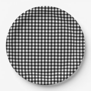 Small Classic Gingham Check Pset Patroon Black Papieren Bordje