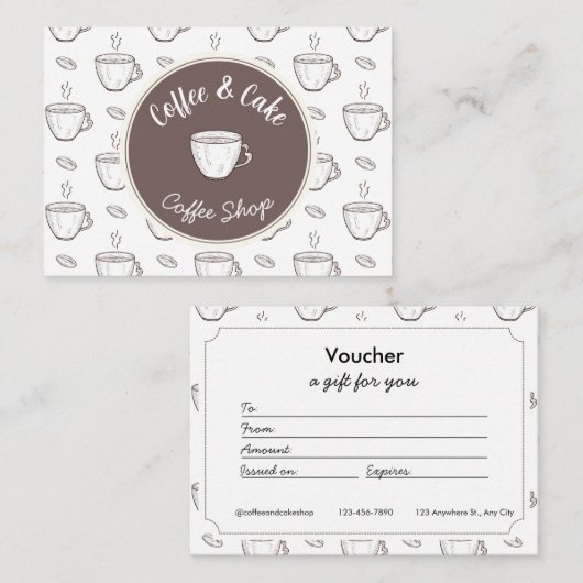 Small Coffee Shop Voucher and Gift Certificates Informatiekaartje (Voorkant / Achterkant)