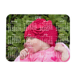 Small Custom 2016 Magnetic Calendar 3x4 Magneet