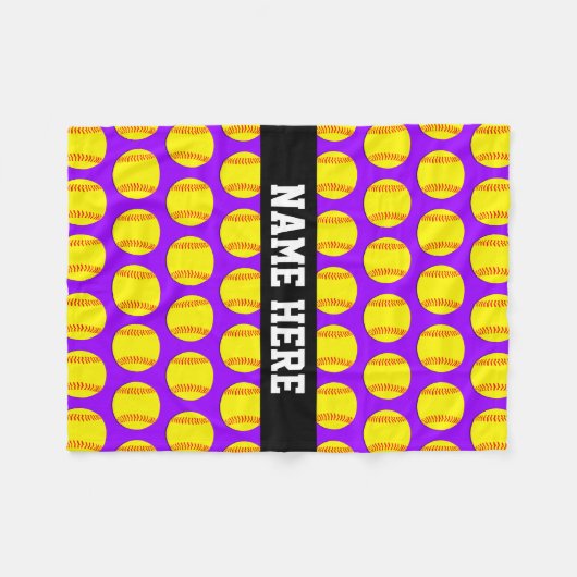 Small Custom Fleece Softball Blanket - Paars (Voorkant (Horizontaal))