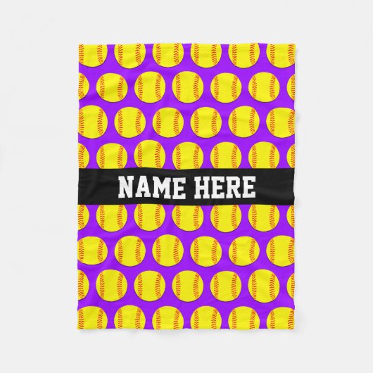 Small Custom Fleece Softball Blanket - Paars Deken (Voorkant)