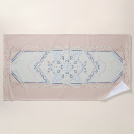 small,CUSTOM NAME Delicate Seashell Strandlaken (Voorkant)