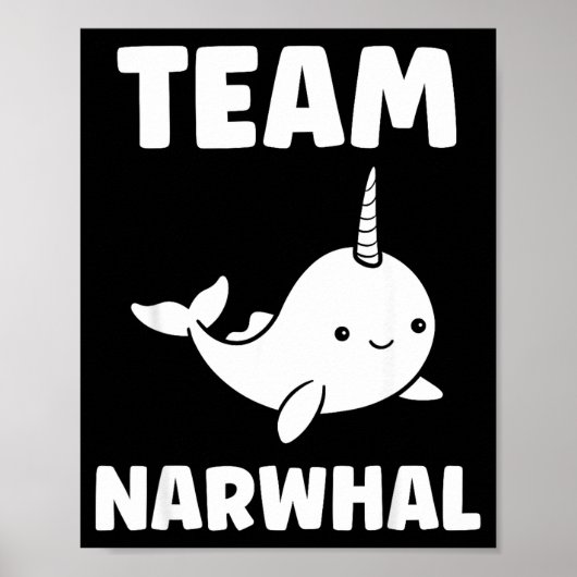 Small Cute Simple Minimalist Sea Unicorn Team Narw Poster (Voorkant)