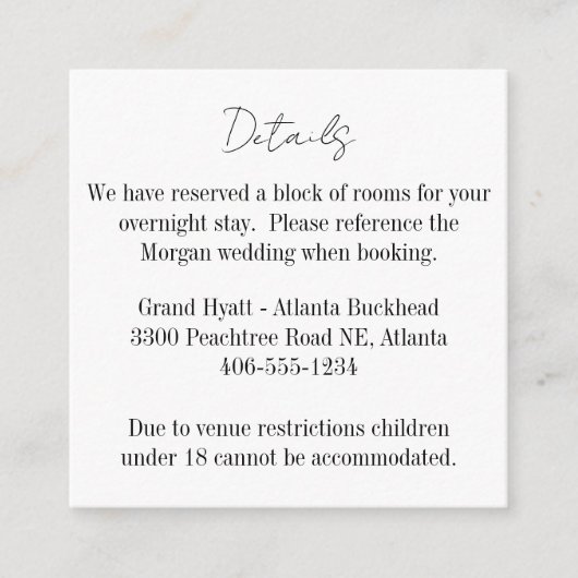 Small Details Card for any wedding Informatiekaartje (Voorkant)