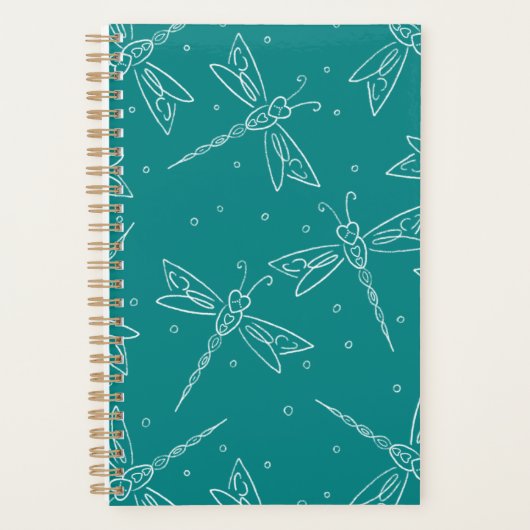 Small dragonfly themed planner - teal (Voorkant)