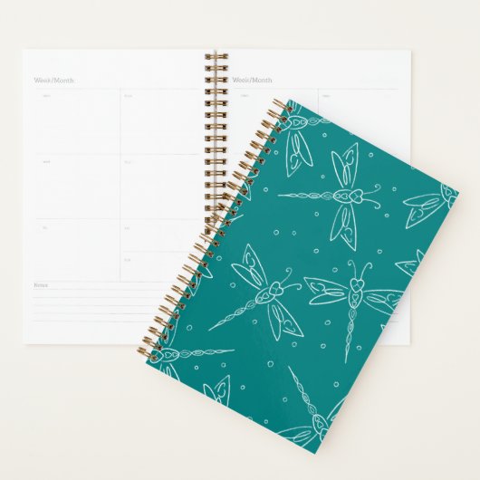Small dragonfly themed planner - teal (Display)