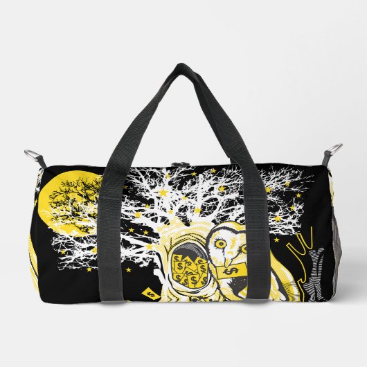 Small Duffel Bag – Owl Wisdom Night Sky Design Plunjezak (Voorkant)