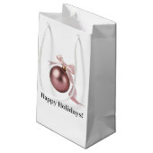SMALL DUSTY ROSE HOLIDAY ORNAMENT GIFT BAG KLEIN CADEAUZAKJE (Achterkant Gekanteld)