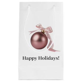 SMALL DUSTY ROSE HOLIDAY ORNAMENT GIFT BAG KLEIN CADEAUZAKJE
