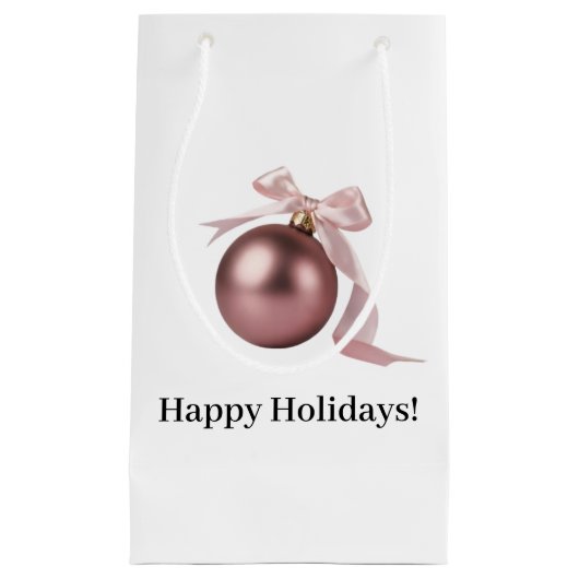 SMALL DUSTY ROSE HOLIDAY ORNAMENT GIFT BAG KLEIN CADEAUZAKJE (Voorkant)