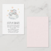 Small Elephant Girl Baby shower Display Shower Informatiekaartje (Voorkant / Achterkant)