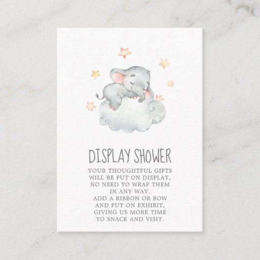 Small Elephant Girl Baby shower Display Shower Informatiekaartje (Voorkant)