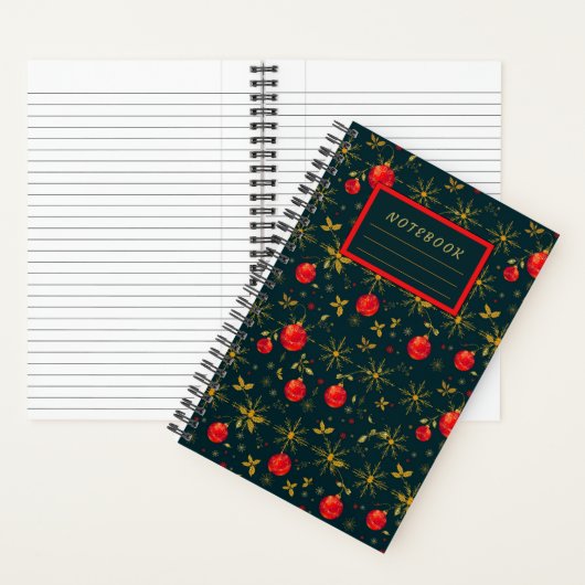 Small Festive Christmas Notebook - Red Ornaments Notitieboek (Binnen)