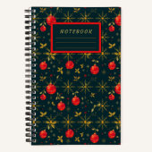 Small Festive Christmas Notebook - Red Ornaments Notitieboek (Voorkant)