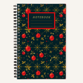Small Festive Christmas Notebook - Red Ornaments Notitieboek
