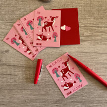 Small Flat Valentijnsdag Card met Cute Deer