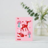 Small Flat Valentijnsdag Card met Cute Deer Informatiekaartje (Staand voorkant)