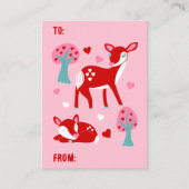 Small Flat Valentijnsdag Card met Cute Deer Informatiekaartje (Voorkant)