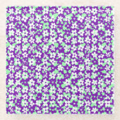 Small Floral Pattern Mint and Purple Glazen Onderzetter (Voorkant)