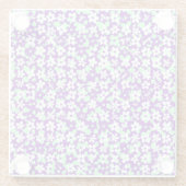 Small Floral Pattern Mint and Purple Glazen Onderzetter (Achterkant)
