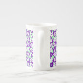 Small Floral Pattern Mint and Purple Porselein Kop (Achterkant)