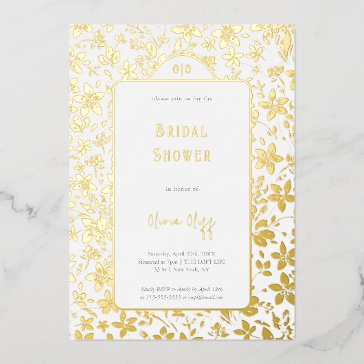 Small Flowers Vrijgezellenfeest Folie Uitnodiging (Voorkant)