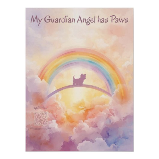 Small Fluffy Dog Rainbow Bridge Memorial Music Perfect Poster (Voorkant)
