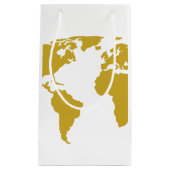 Small Gift Bag of Favor Bag - Gold Wereldkaart Klein Cadeauzakje (Voorkant)