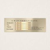 Small Gift Certificate Glitter Lash Champaigne Mini Visitekaartjes (Achterkant)