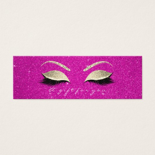 Small Gift Certificate Hot Pink Glitte Lash Makeup Mini Visitekaartjes (Voorkant)