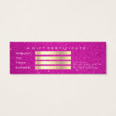 Small Gift Certificate Hot Pink Glitte Lash Makeup Mini Visitekaartjes (Achterkant)