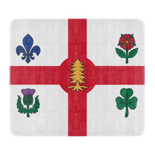 Small glass cutting board with flag of Montreal Snijplank (Voorkant)