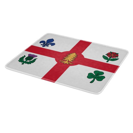 Small glass cutting board with flag of Montreal Snijplank (Hoek)