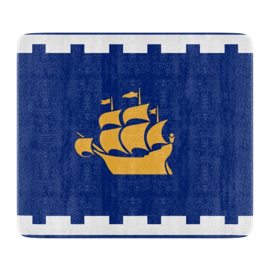 Small glass cutting board with flag of Quebec City Snijplank (Voorkant)