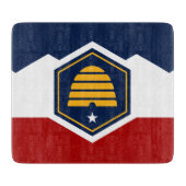 Small glass cutting board with flag of Utah, USA Snijplank (Voorkant)