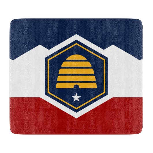 Small glass cutting board with flag of Utah, USA Snijplank (Voorkant)