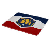 Small glass cutting board with flag of Utah, USA Snijplank (Hoek)
