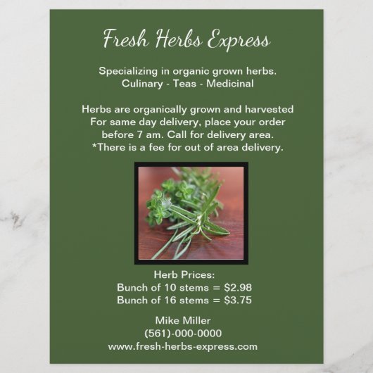 Small Herb/Produce Business Marketing Flyer (Voorkant)